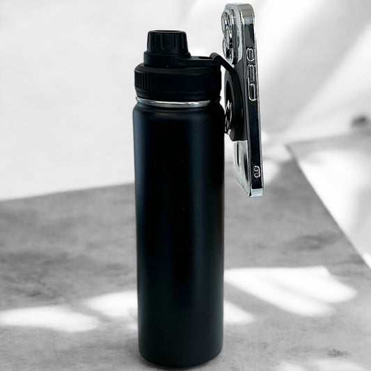 Gourde avec support magnétique pour téléphone portable