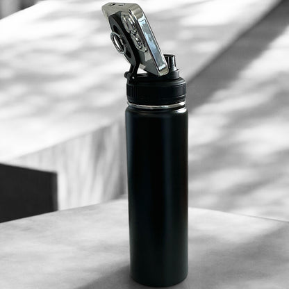Gourde avec support magnétique pour téléphone portable